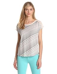 Two by Vince Camuto Womens Back Tie Tee, Antiq White, Large