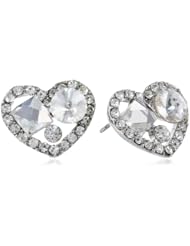 Betsey Johnson "Crystal Rhodium" Crystal Gem Heart Stud Earrings