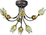 Amber Murano Nine Light Ceiling Lamp
