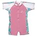 UV50 Short Sleeve Zippered Sun Suit - Size 0 - Light Pink w/Flowers