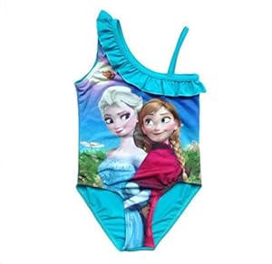 Frozen Elsa Princess Baby Girls Kids Monokini Swimwear Swimming in Various Size (3T, BLUE&RED)
