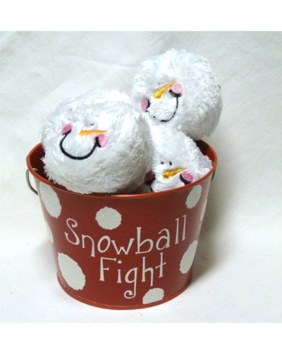 Snowball Fight, 6 Plush Snowmen Balls and a Red Tin Labeled Snowball Fight, Indoor Play