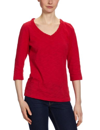TOM TAILOR Damen Langarmshirt, 10226950070/casual fabric-mix tee, Gr. 38 (M), Rot (4163) Preisvergleich