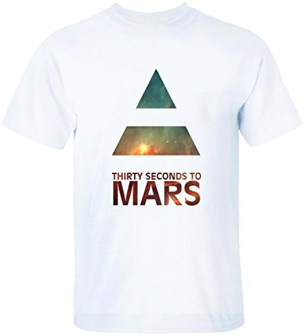 HANGO Men's 30 Seconds To Mars 30STM Triangle Sun LOGO Rock Band Cotton T- Shirt white XXL