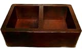 207CK Double Equal Bowl SOLID COPPER Apron Front Farm House Sink- Hand Hammered Finish