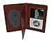 LeatherBoss Police Shield Shape Badge Holder Bifold Wallet (Burgundy)