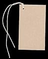 100 Large Blank KRAFT Hang Tags (2-1/8"x3-5/8") & 100 Cut Strings for Crafts & Gifts. Personalize & Price your merchandise.