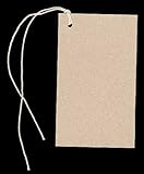 100 Large Blank KRAFT Hang Tags (2-1/8"x3-5/8") & 100 Cut Strings for Crafts & Gifts. Personalize & Price your merchandise.