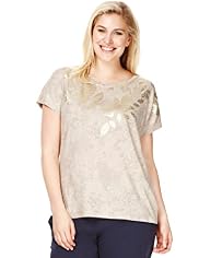 Plus Foil Leaf Print T-Shirt