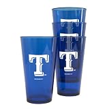MLB Texas Rangers 16-Ounce Colored Plastic Pints (4 Pack)