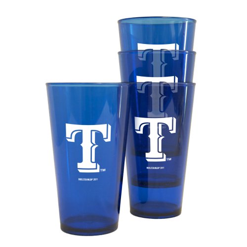MLB Texas Rangers 16-Ounce Colored Plastic Pints (4 Pack)
