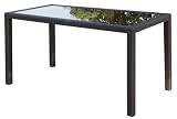 Ambientehome 63752 Polyrattantisch Lubango Esstisch ca. 140 x 70 cm, Polyrattan, gold / braun