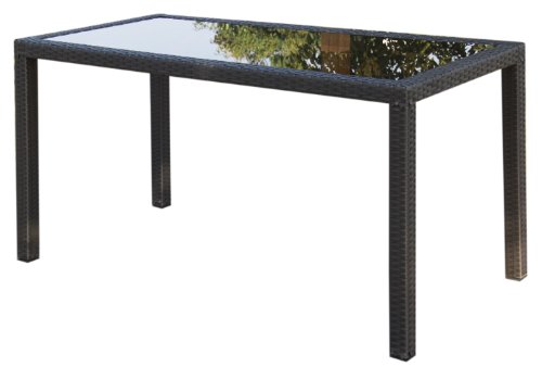 Ambientehome 63752 Polyrattantisch Lubango Esstisch ca. 140 x 70 cm, Polyrattan, gold / braun