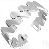 2cm Wide Silver Stainless Steel Chunky Bracelet With High Polished Finish 205cm 8