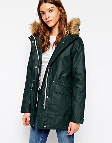 Parka London Coated Cotton Parka Coat with Faux Fur Hood 並行輸入品
