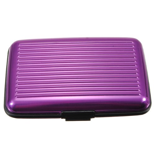 Business Id Credit Card Holder Wallet Aluminum Metal Case Box (Purple)