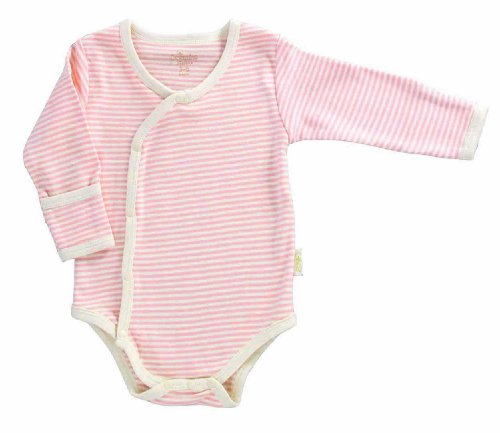 Tadpoles Organic Cotton Pin-Stripe Kimono-Style Bodysuit Salmon 0-3 MonthsB001DOOMEC