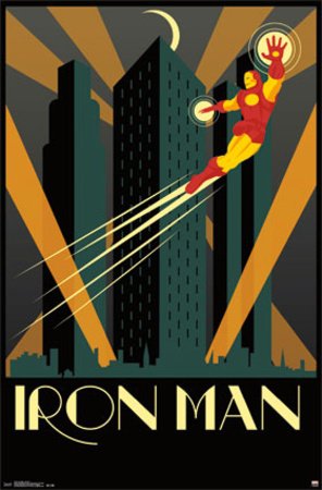 Marvel Iron Man Vintage Style Art Deco Poster Print 22.5 X 34