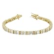 14k Gold Bonded 8 inch Tennis Bridal Bracelet with Alternating Emerald and Round Cut Cubic Zirconia