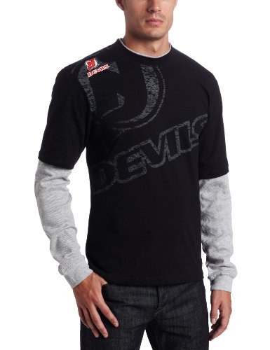NHL Men's New Jersey Devils Scrimmage Splitter Long Sleeve Tee (Black, X-Large)