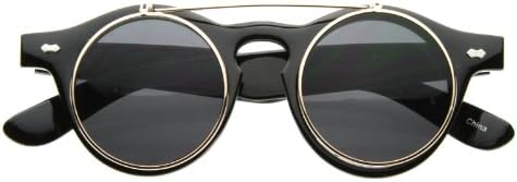 Old-School Small Retro Steampunk Circle Flip Up Lens Glasses