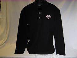 Harley-Davidson&reg; Men's Long Sleeve Henley Shirt. Embroidered graphics. 99011-07VM; 99012-07VM