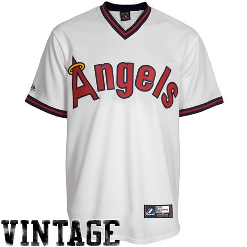 Majestic California Angels Cooperstown Collection Throwback Jersey - White (Large)