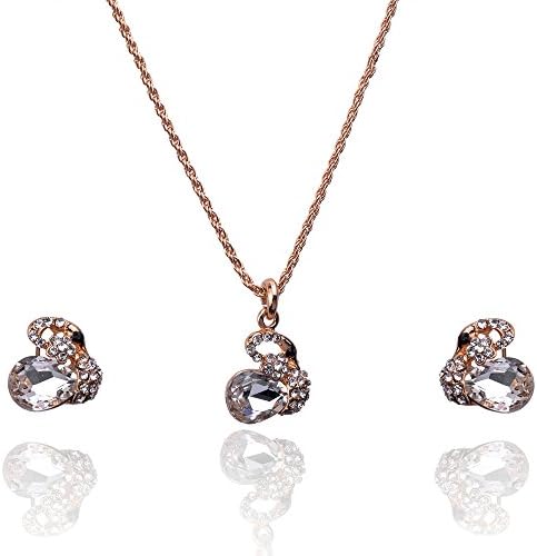Julycoffee 18k Gold Plated White Crystal Swan Necklace Earrings Jewelry Set Gp2509