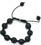 Just Give Me Jewels Yoga Style Macrame Bead Bracelet With Micro-Pave 12mm Black CZ Crystal Beads