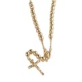 14K Gold Filled Rosary Necklace w/Cross Pendant 24