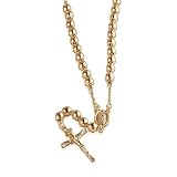 14K Gold Filled Rosary Necklace w Cross Pendant 24 - Ideal Gift For Mother, For Her, Birthday,...