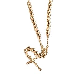 Valentine Day 14K Gold Filled Rosary Necklace w/Cross Pendant 24"