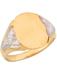14k Yellow Gold Large Oval Antique Inspired Signet Kids Ring