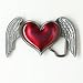 Red Heart With Wings Belt Buckle