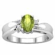 14K White Gold Peridot and Diamond Ring
