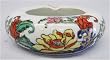 Round ashtray, hand painted chinese porcelain - Tobacco Leaf design