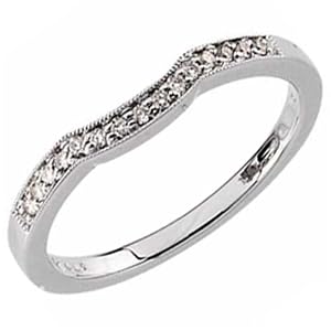 14K White Gold Slim Ladies Diamond Wedding Band
