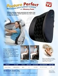 POSTURE PERFECT MASSAGING BACK SUPPORT CUSHION WITH MEMORY FOAM. YOUR SEAT SOLUTION