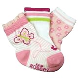 Robeez Baby-Girls Newborn 3 Pocket Butterfly Sock, White/Pattern, 12-24 Months