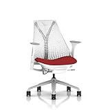 SAYL Chair by Herman Miller - Basic - White, Fog Arms & Tomato Seat