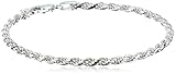 Sterling Silver 060-Gauge Diamond-Cut Rope Chain Bracelet, 8