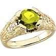 14K Yellow Gold Peridot and Diamond Ring