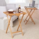 Lipper International Snack Table with Lip, Set of Two, Bamboo Lipper International Snack Table with Lip, Set of Two, Bamboo