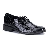 Black Alligator Pattern Mens Oxford Shoes Lace Up