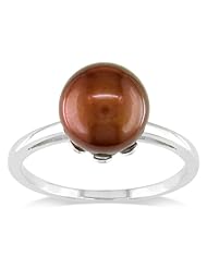 14k White Gold 10-10.5mm Chocolate Freshwater Cultured Pearl Solitaire Ring, Size 9