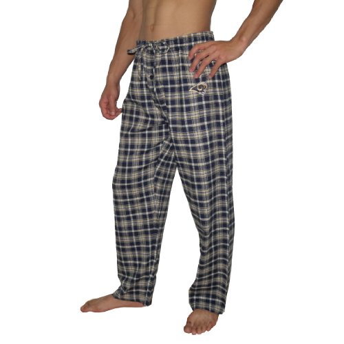 Mens NFL St. Louis Rams Plaid Cotton Thermal Sleepwear / Pajama Pants - Blue & Yellow (Size: L)