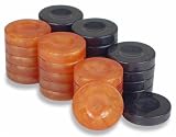 Mother of Pearl Design Backgammon Chips in Black & Amber - 1.25