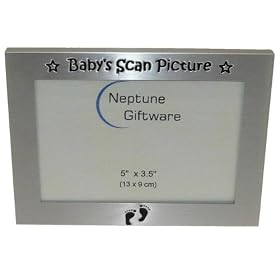' Baby's Scan Picture ' - Photo Picture Frame Gift - 5 x 3.5 " - Brushed Aluminium Satin Silver Colour