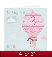 Age 3 Balloon Kids Birthday Card