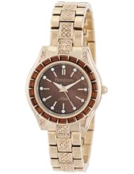 Armitron Womens 75/5053BMGP Crystal Topaz Color Swarovski Accented Gold-Tone Bracelet Watch